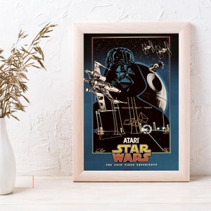 Design originale del poster del videogioco Star Wars Atari del 1983 / formato A4 / Disponibile come download digitale, stampa di alta qualità o stampa incorniciata