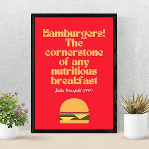 Pulp Fiction film poster | Movie quote | A4 and A3 wall art | Tarantino | framing available | digital download or print | &quot;Hamburgers!&quot;