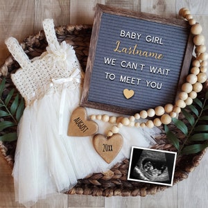 Anuncio digital de embarazo Anuncio de niña / niña para redes sociales / It's a Girl / Gender Reveal / Baby Letterboard Instagram