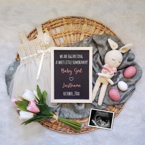Easter Pregnancy Announcement Girl, Easter Baby Announcement, Easter Baby Girl, Pregnancy Announcement Digital, Digital Gender Reveal Girl