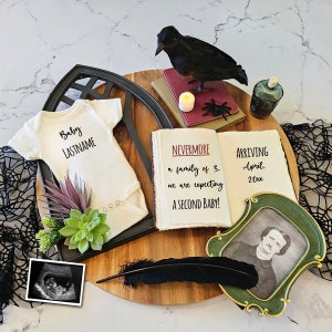 Funny Second Baby Announcement, Second Pregnancy Announcement, Baby #2, Family of 4 Pregnancy Announcement, Halloween Pregnancy, Fall