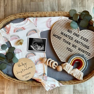 Rainbow Baby Pregnancy Announcement Digital Template, Baby Reveal Rainbow Sign, Editable Pregnancy Announcement Card, Social Media Baby