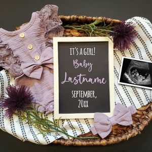It's A Girl Announcement Digital, Gender Announcement Template, Girl Pregnancy Announcement, Digital Pregnancy Announcement for Social Media
