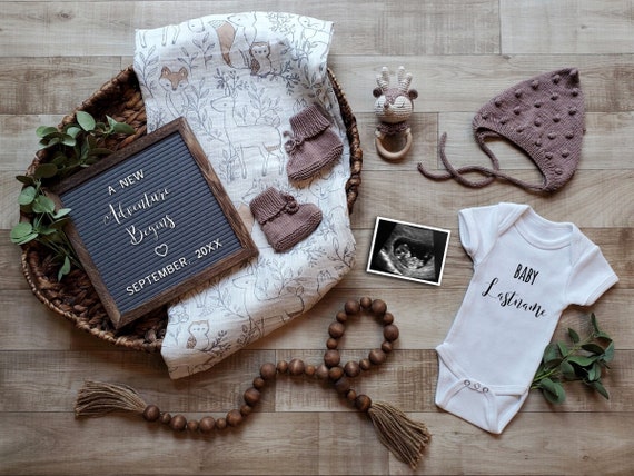 Woodland Digital Pregnancy Announcement, Edit Yourself Pregnancy Announcement, Digital Baby Reveal Gender Neutral, Editable for Social Media