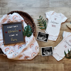 Rainbow Twins Announcement, Rainbow Twin Pregnancy Announcement Digital, Digital Pregnancy Announcement Twins, Miracles Come in Pairs
