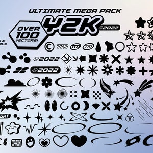 Y2K Aesthetic Icons and Vector Template  100+ Resources for Logos, Apparel, Graphic Design) Retro SVG cricut cricut