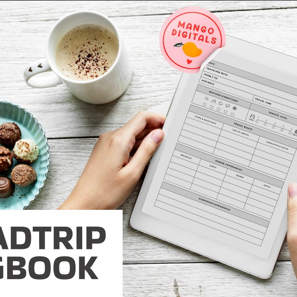 Roadtrip Logbook for Goodnotes, Notability, Noteshelf, Xodo, or any pdf annotation app or Printable with Darkmode