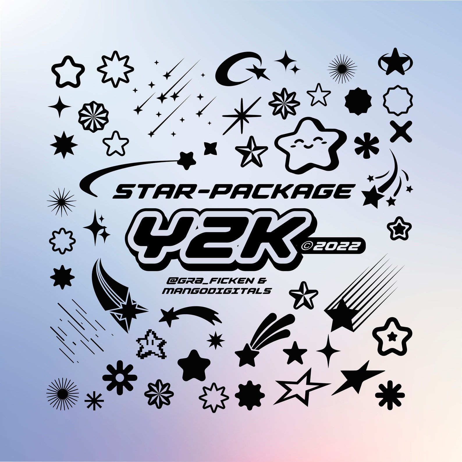 Y2K Vektor Star Mega Paket Illustrator Design Bekleidung - Etsy Israel