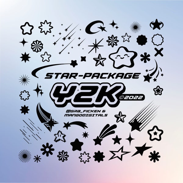 Y2K Vektor Star Mega Paket, Illustrator, Design, Bekleidung, Logo, 90s, 2000s SVG cricut