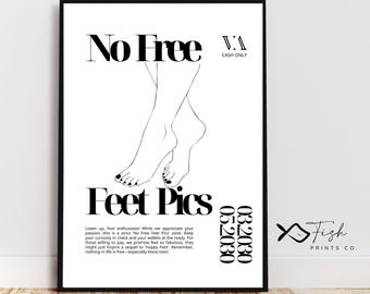 Digital Download | Cunty Art Print | Funny Art Print | Retro Art | Gallery Wall Art | Retro Art | No Free Feet |Girl Apartment | Funky Art