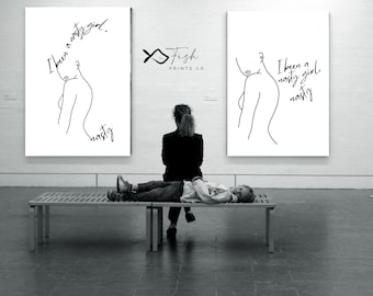 I've Been a Nasty Girl | Digital Print Set of 2 | Gag Gift | Woman Body Line Art, Downloadable Art, Minimalist Wall Art, Abstract Female Art