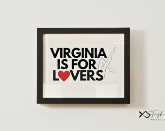 Virginia is for Lovers Art | VA Art | Digital Download | Vintage Virginia Poster | Virginia Wall Art Virginia Historical Digital Download