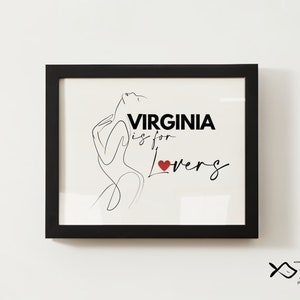 Virginia is for Lovers Art | VA Art | Digital Download | Vintage Virginia Poster | Virginia Wall Art Virginia Historical Digital Download
