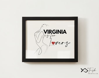 Virginia is for Lovers Art | VA Art | Digital Download | Vintage Virginia Poster | Virginia Wall Art Virginia Historical Digital Download