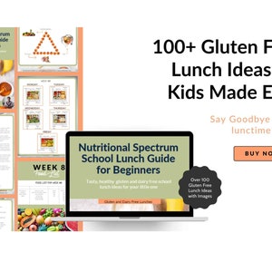 Terug naar school lunchboxideeën voor kinderen/100+ lunches/zuivelvrij eten/afdrukbare boodschappenlijst/digitale download/glutenvrije lunchgids/PDF