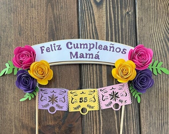 Fiesta Cake topper, fiesta party, Cinco de Mayo, flower cake topper, Birthday party