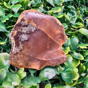 Earth-Toned Polished Agate with Natural Fracture Line – Resin Enhanced and Raw Back