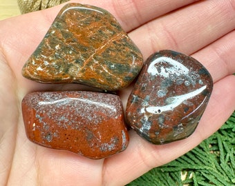 Triple Tumbled Trio: 2 Red Ironstone Jaspers & 1 Jasper-Veined Marvel