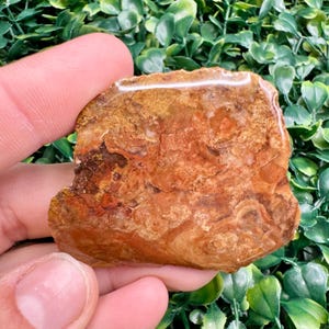 1.3oz Jasper Matrix Agate Half – Orange & Tan with Subtle Banding – Resin Front, Raw Back