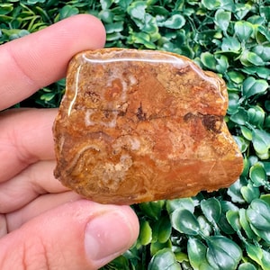 1.6oz Jasper Matrix Agate Half – Orange & Tan with Subtle Banding – Resin Front, Raw Back