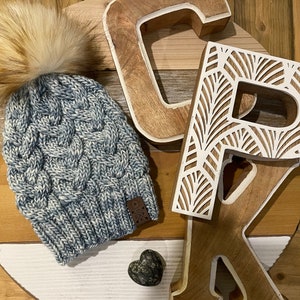 Luxury handmade super soft Mecha monster beanie with detachable faux fur pom pom women's gift ready to ship cozy / warm