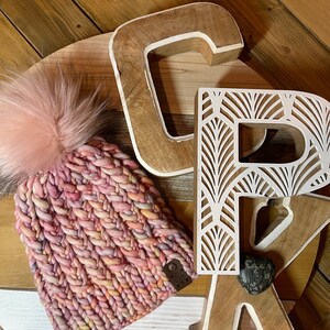 NEW COLORS *Luxury Unique 100% pure merino wool handmade winter hat with detachable faux fur pom women's gift super soft ready to ship warm