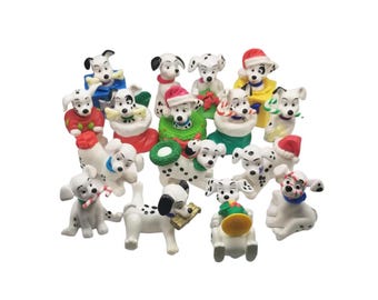 Vintage Disney 101 Dalmatians Puppy Figures Christmas Themed