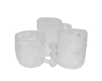 Vintage 1990’s McDonald’s Flintstone Frosted Glass Mugs