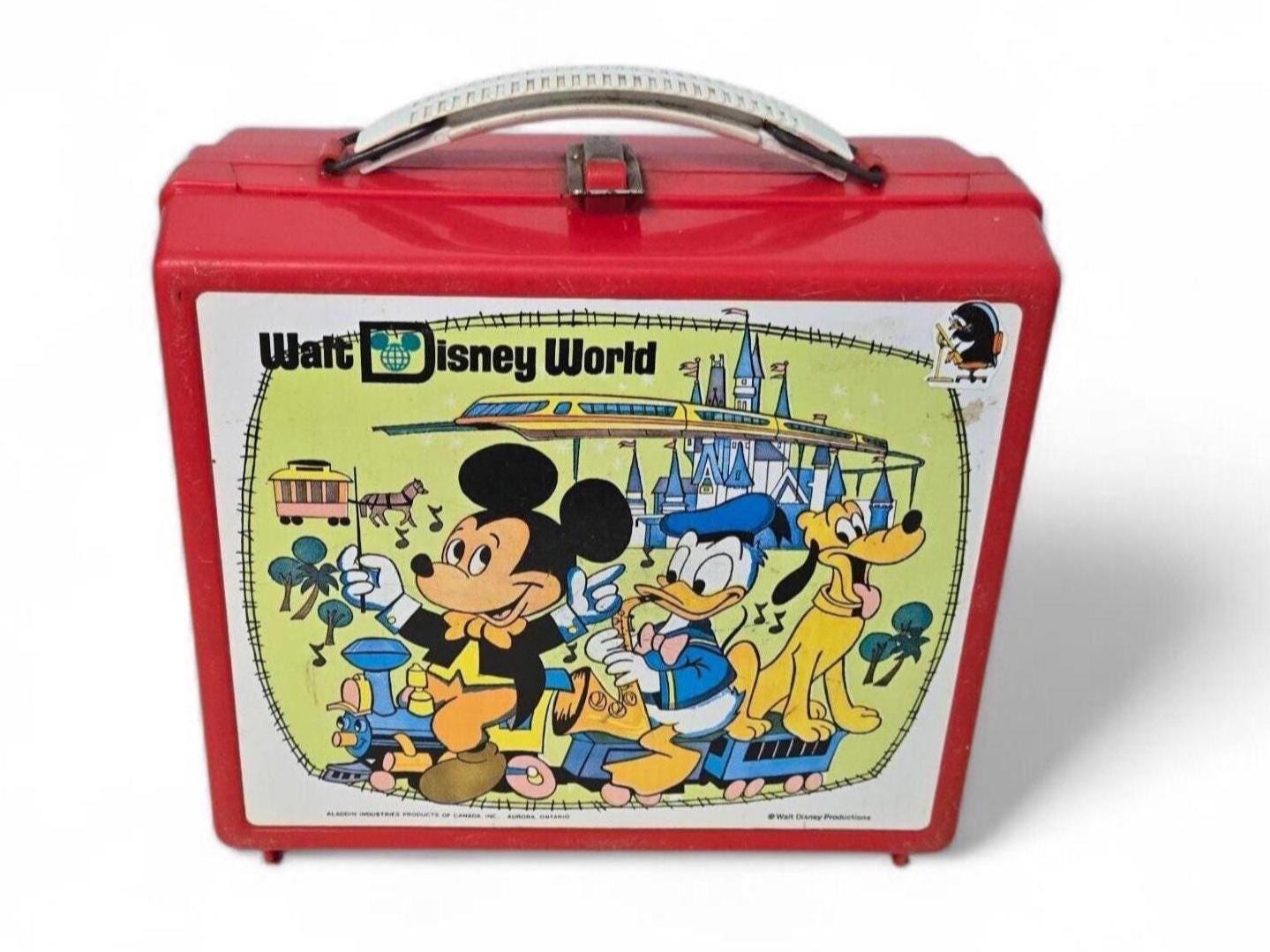 Vintage 1970s Disney World Mickey Mouse Red Aladdin Plastic