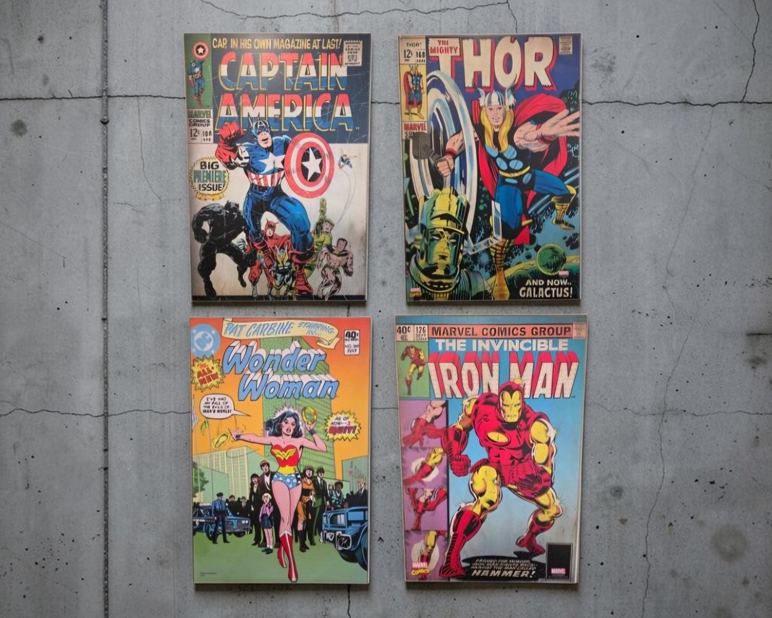 MARVEL　アメコミ　木製パネル　アメリカ直輸入 Marvel Reproduction Vintage Comic Wooden Wall Plaques – 33cm X