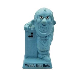 Vintage 1970&#39;s Worlds Best Boss Light Blue Statue