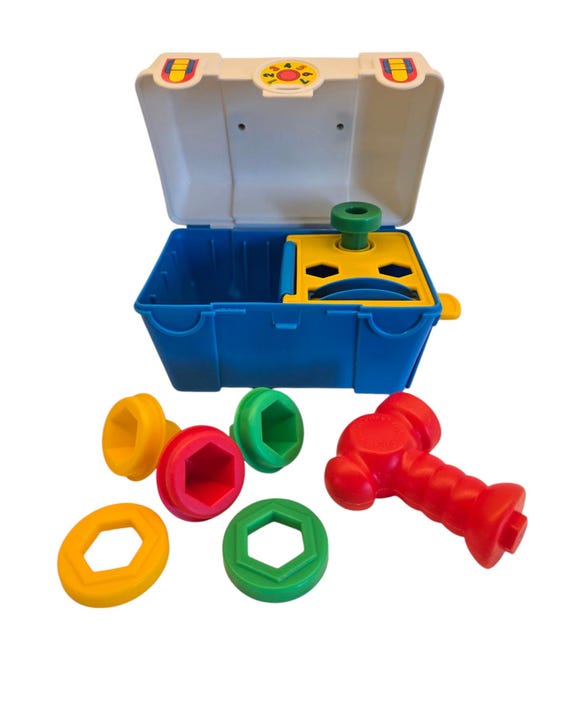 Vintage 1990's Fisher Price Blue & White Tool Box With Accessories - Etsy