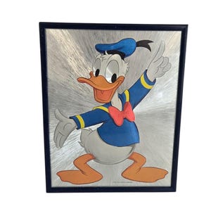 Vintage 1980's Walt Disney Donald Duck Framed Foil Art - Etsy