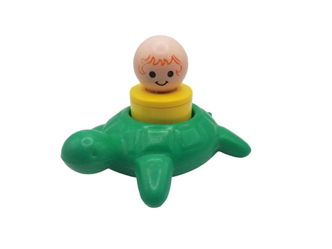 Vintage 1970's Fisher Price Floating Green Turtle Figure - Main Image