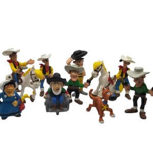 Vintage 1980&#39;s Schleich Lucky Luke PVC Figures
