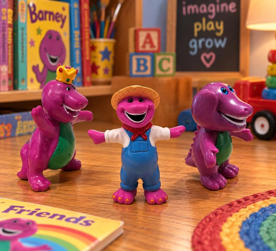 Vintage 1990's Barney the Dinosaur Figure Toy / Cake Toppers - Etsy