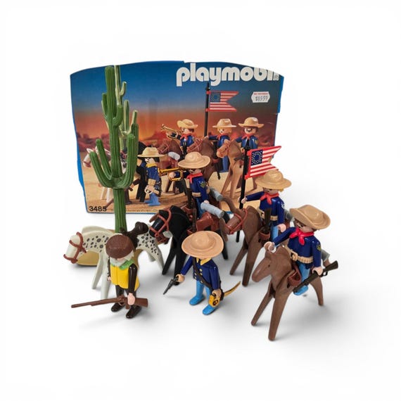 Vintage 1980's Playmobil #3485 Western Union Cavalry With Tracker
