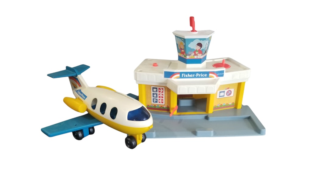 Vintage Fisher Price Airplane Little People Aeroplane Airport