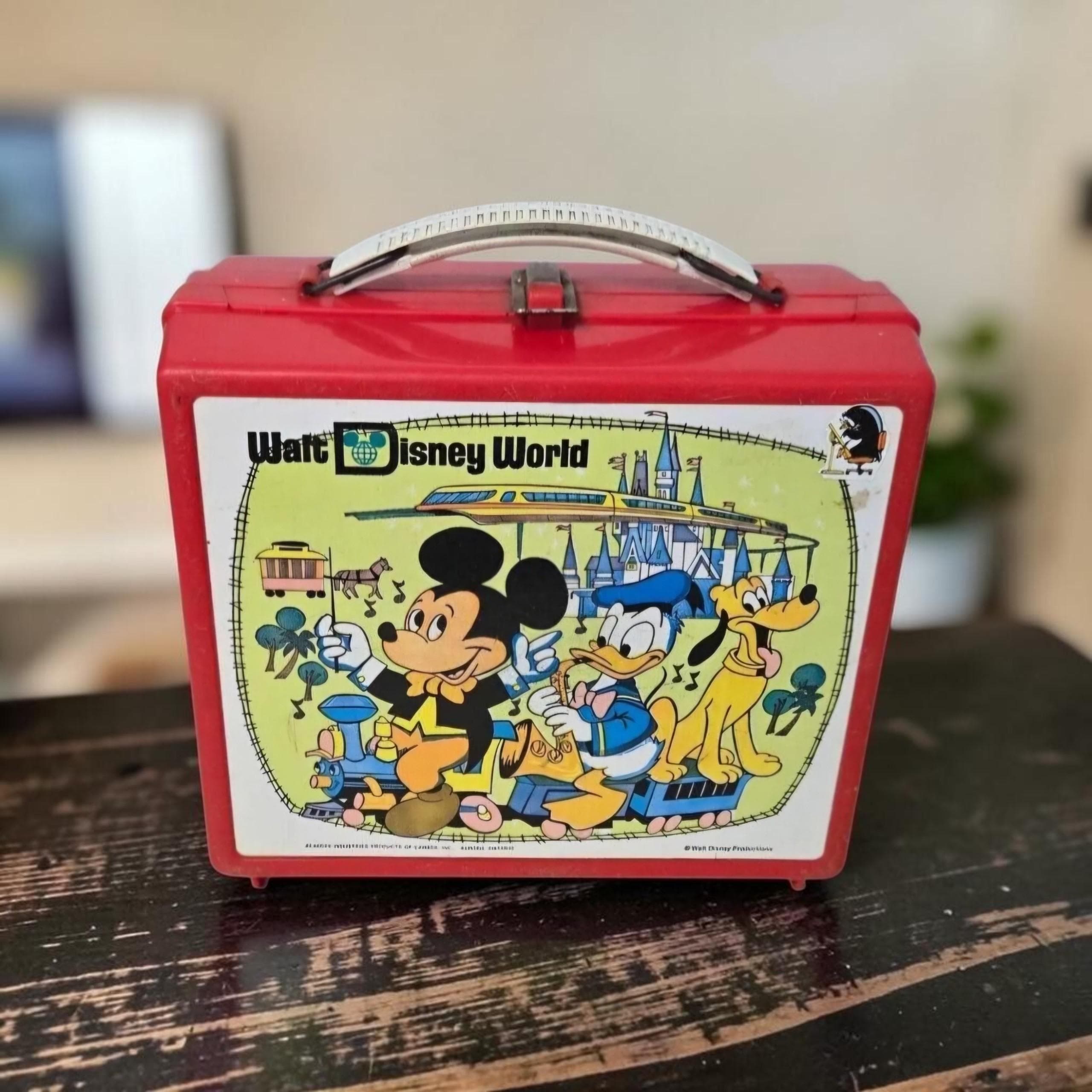Vintage 1970s Disney World Mickey Mouse Red Aladdin Plastic