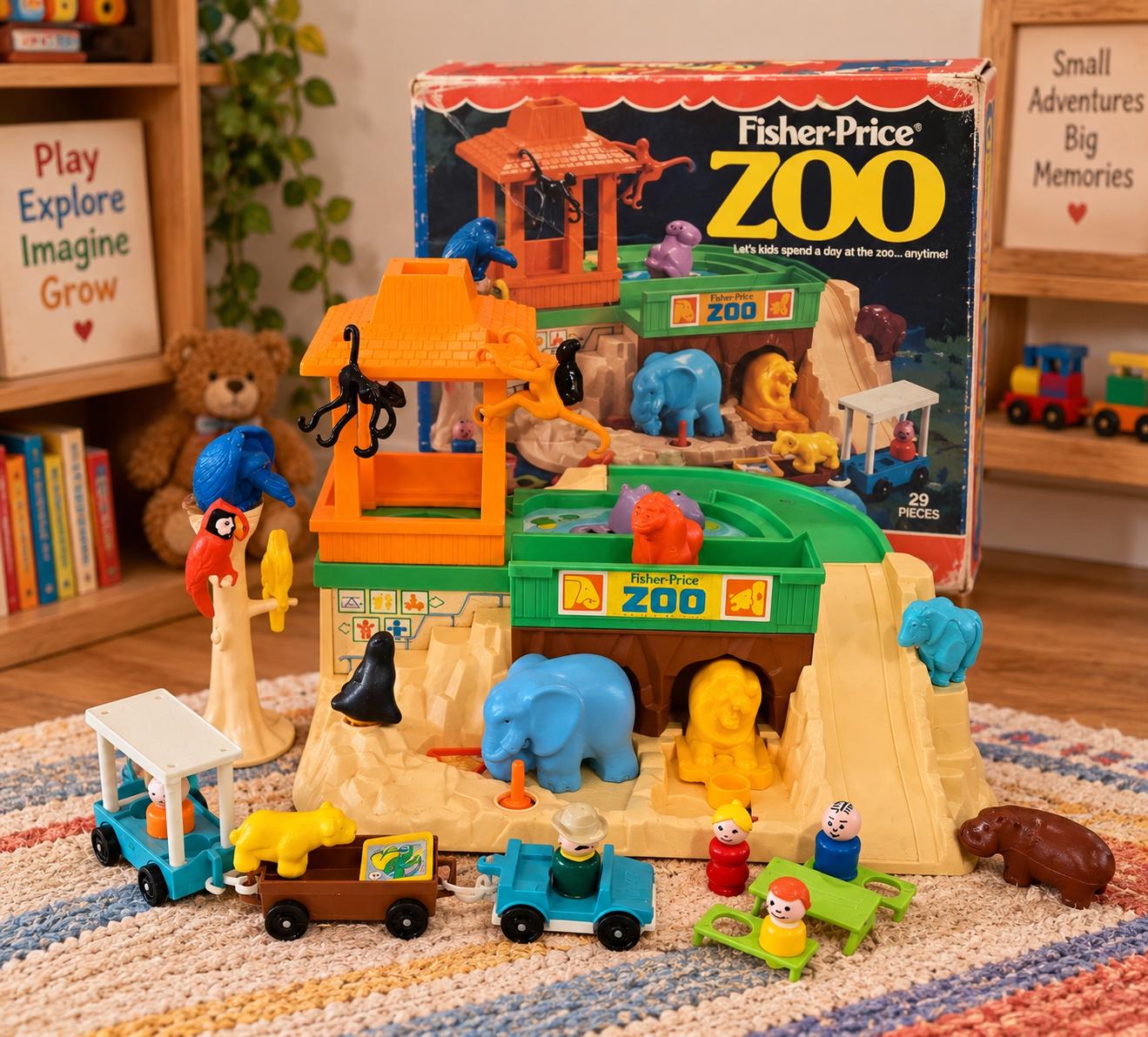 Vintage 1980's Fisher Price Little People Zoo #916 With Original