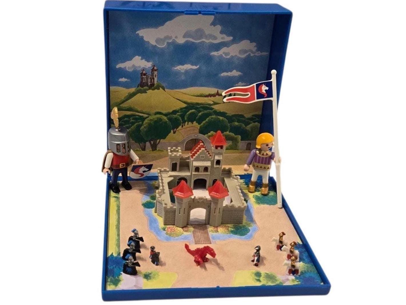 Lot De 3 Coffres PLAYMOBIL Noir Argent - Thème Château Chevalier Moyen Âge - Vintage Occasion