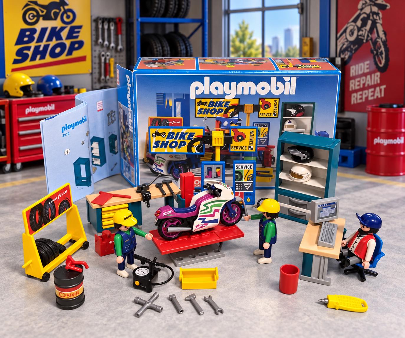 Playmobil Motorcycle Repair Shop Set #3992 – Not Complete With