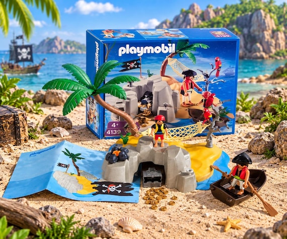 Playmobil Pirates Pirate Treasure Island Castaway Set #4139 – With