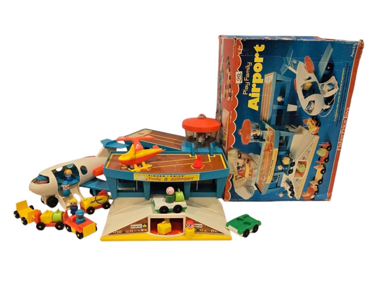 Vintage 1970's Fisher Price Play Family Airport #966 Complete With Box