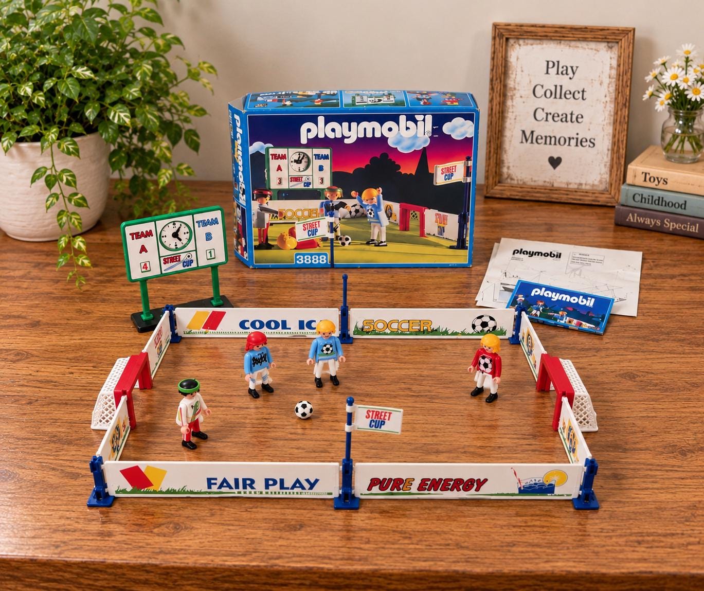 Vintage 1996 Playmobil #3868 Street Cup Soccer / Football Arena