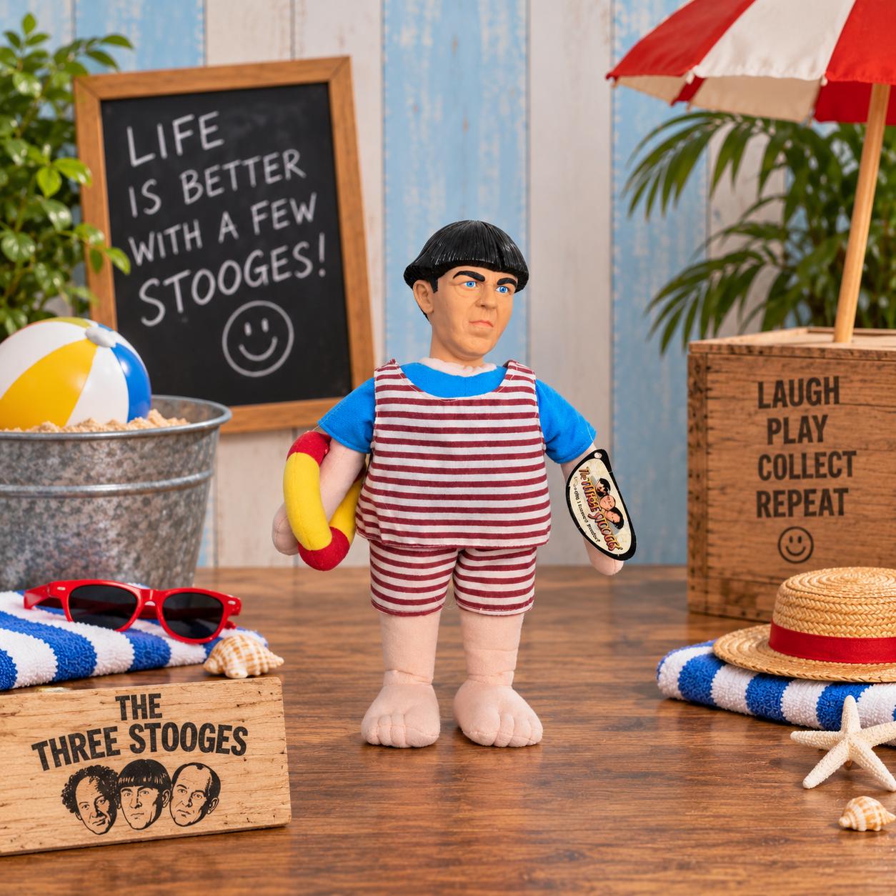 The Three Stooges – Moe Howard Plush Doll Figure in Swimsuit