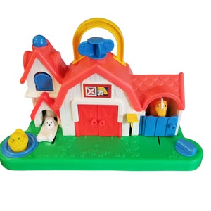 ヴィンテージ フィッシャープライス 1987 ファームバーンアニマルズ プッシュアンドプレイ サウンドアクティビティおもちゃ