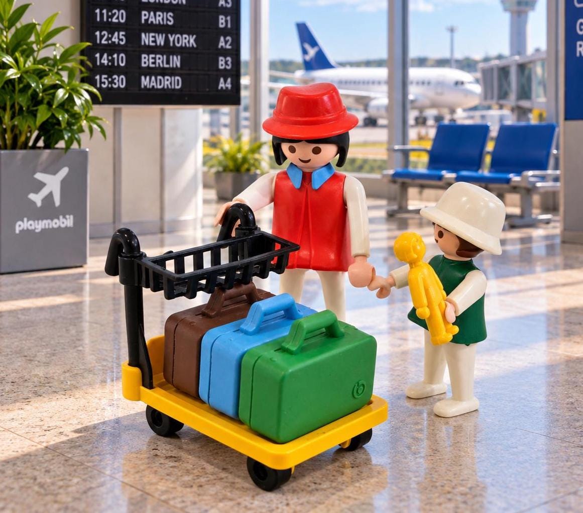 Vintage Playmobil Train Passenger With Luggage Cart Set #4202 - Etsy