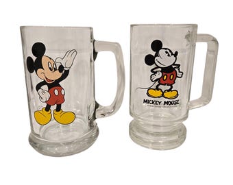 Vintage Disney Micky Maus Glas Tassen / Becher - 2 zur Auswahl - Sammlerstück