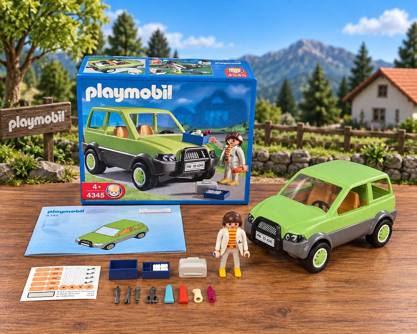 Playmobil Animal Clinic Vet With Car Set #4345 – Complete With